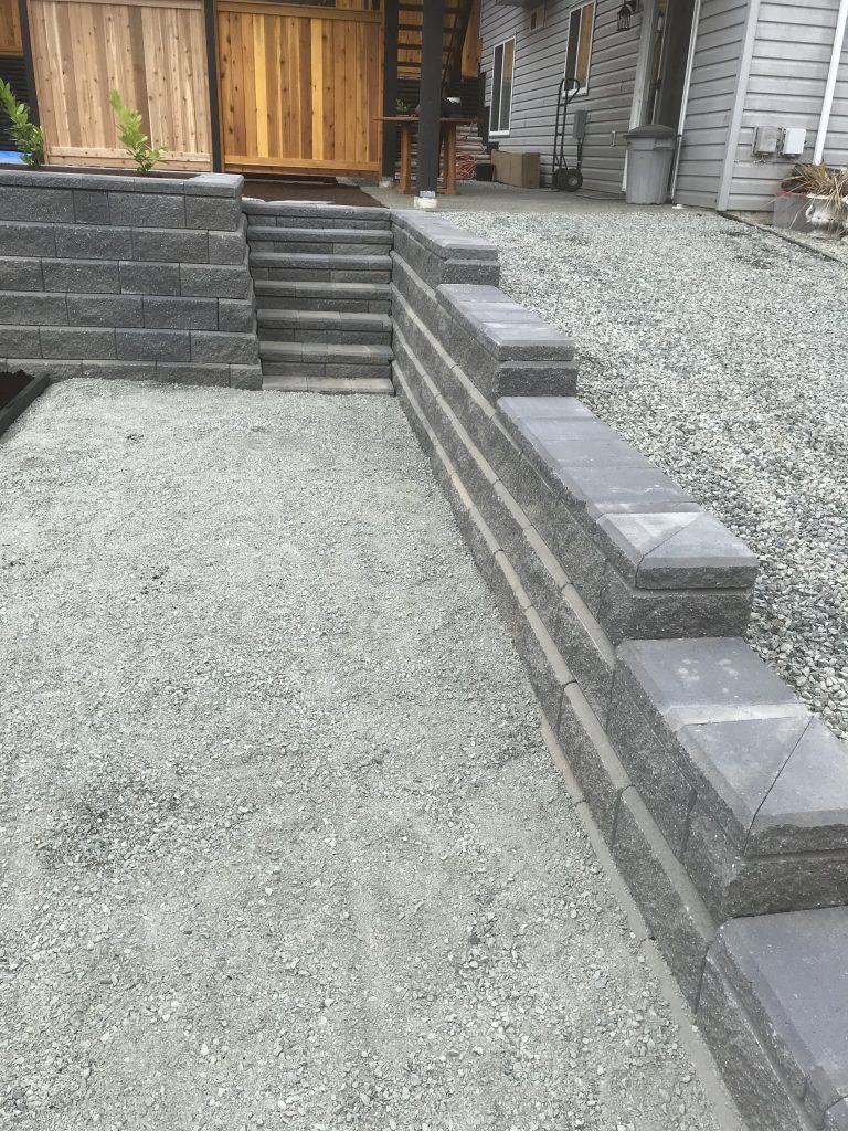 Block Retaining Wall with Stairs